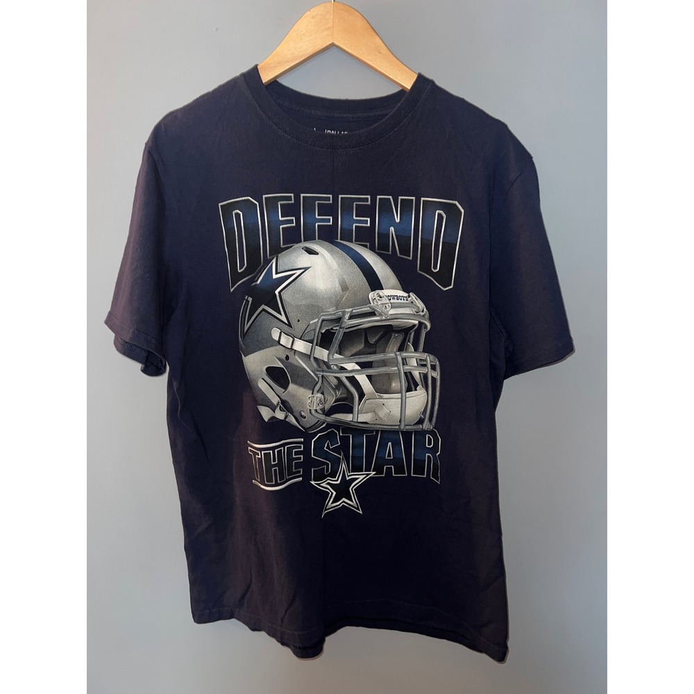 Dallas Cowboys Mens‎ Navy Blue Defend The Star Helmet Graphic T-Shirt Size L